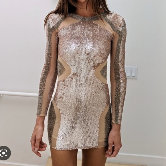 Revolve x Michael Costello Sequin Dress Rose Gold - Picture 6 of 7